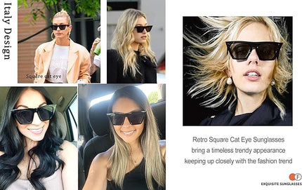 FEISEDY Vintage Square Cat Eye Sunglasses Women Trendy Cateye Sunglasses B2473