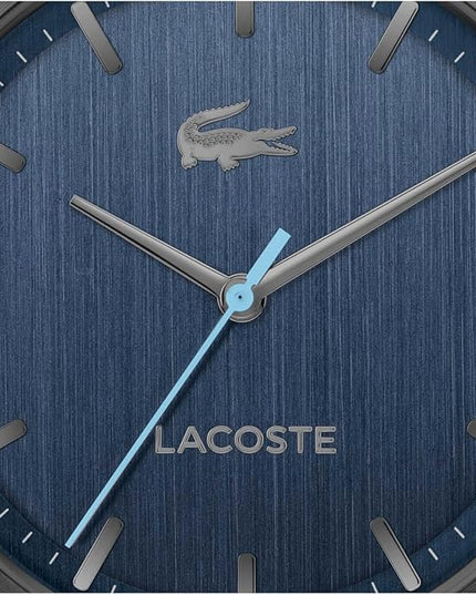 Lacoste Lisbon Men’s Quartz Watch - Three-Hand Sunray Dial with Stick Indexes, Polished Case, Crocodile Logo - Modern, Classic Timepiece - Gift for Him 42mm