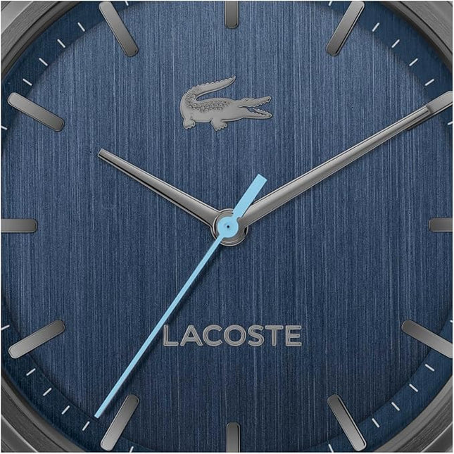 Lacoste Lisbon Men’s Quartz Watch - Three-Hand Sunray Dial with Stick Indexes, Polished Case, Crocodile Logo - Modern, Classic Timepiece - Gift for Him 42mm