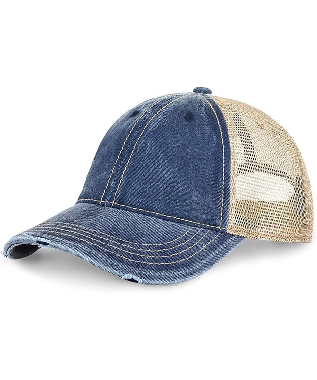 CHOK.LIDS Everyday Premium Washed Trucker Hat Unstructured Distressed Pigment Dyed Cap Adjustable Outdoor Headwear