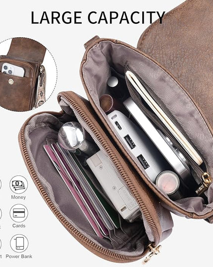 APHISON Small Crossbody Bags for Women Trendy, Leather Phone Wallet Purses Handbags Card Slots with Adjustable Guitar Strap
