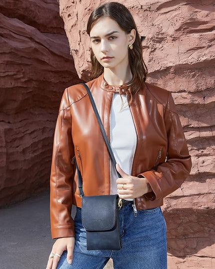 BOSTANTEN Vegan Leather Small Crossbody Bags for Women Designer Cell Phone Bag Wallet Purses Adjustable Strap