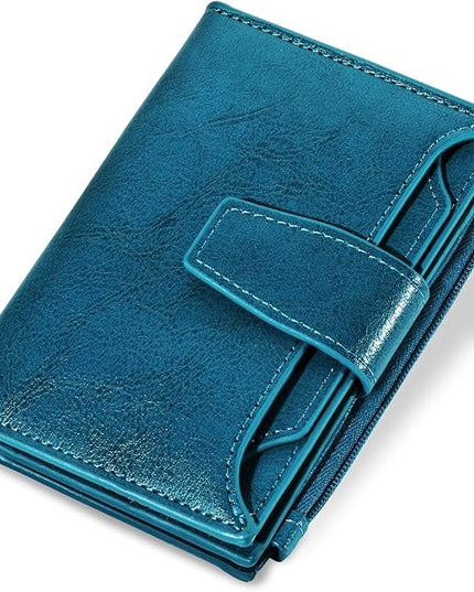 Airkit Small Wallet Women RFID Blocking Soft Leather Bifold Compact Card Holder Wallet for Women with Zipper Coin Pocket 4 ID Window