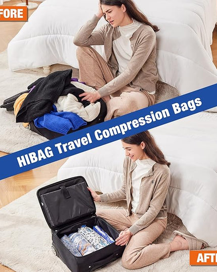 Travel Essentials Compression Bags, 12 Clothes Bags and 4 Shoe Bags for Cruise Luggage Accessories (16-Travel)