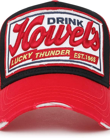 ililily Premium Howels Embroidery Vintage Baseball Cap Distressed Trucker Hat