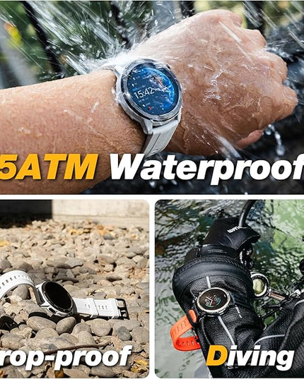 AGM Legion Rugged Smart Watch for Men, 5ATM Waterproof, Shockproof & Drop-proof, 100+ Sports Modes, Bluetooth Calling, Compass, Barometer & Altimeter, 1.43" AMOLED Display, Heart Rate & Sleep Tracking