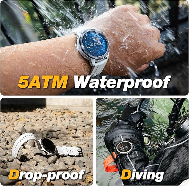 AGM Legion Rugged Smart Watch for Men, 5ATM Waterproof, Shockproof & Drop-proof, 100+ Sports Modes, Bluetooth Calling, Compass, Barometer & Altimeter, 1.43" AMOLED Display, Heart Rate & Sleep Tracking