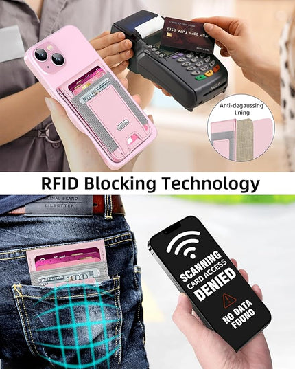 For Magsafe Wallet Stand, Strongest Magnetic Wallet for iPhone 17/16/15/14/13/12 Series, Adjustable Stand, ID Window, 4 Card Slots, 10 Cards Holder, Vegan Leather, RFID Blocking, Pink