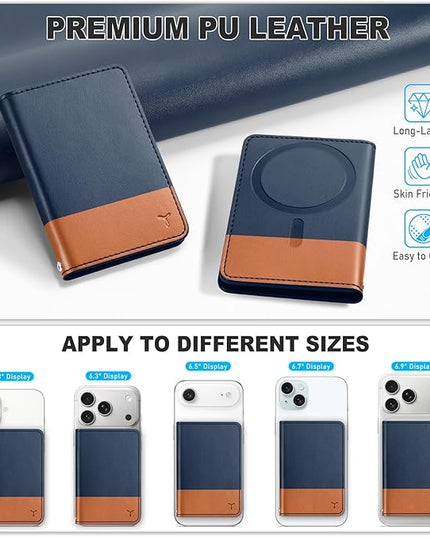 TUCCH for Magsafe Wallet with 6 Card Holders, RFID Blocking [Clear ID Window] PU Leather Folio Magnetic Phone Wallet for iPhone 17/16/15/14/13/12/Plus/Air/Pro/Pro Max Series, Blue & Brown