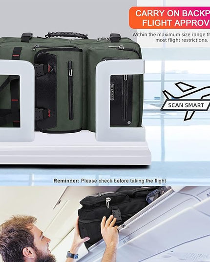 WITZMAN Carry On Travel Backpack for Men Duffle Bags Fit 17 Inch Laptop Airline Approved Laptop Backpack(B685 Army Green)