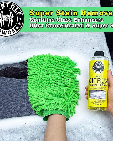 Wontolf Complete Car Wash Cleaning Kit, Car Interior Detailing Kit with Car Wash Soap, Interior Detailing Cleaner, Wheel Cleaner, Wheel Brush, Dying Towel, for Cars Trucks RVs SUVs