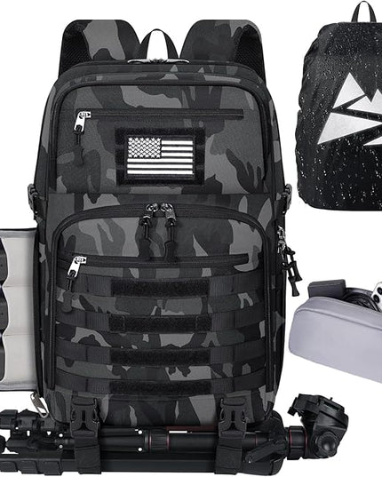 SDYSM Camera Backpack Bag Professional for DSLR/SLR Mirrorless Camera Waterproof 15.6 inch Tactical Camera Bags for Photographers with Rain Cover, Tripod Holder, Small Bag Photography Backpack Case