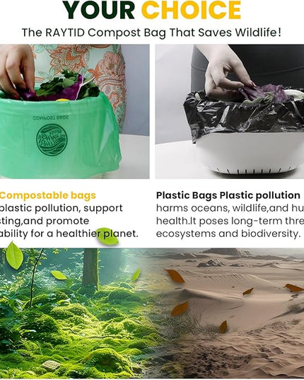 Compost Bags 1.3 Gallon,150 Count,Compostable Small Trash Bags for Kitchen Countertop Compost Bin 0.75, 1,1.2, 1.3Gallon,ASTM D6400, US BPI and Europe OK compost HOME certified