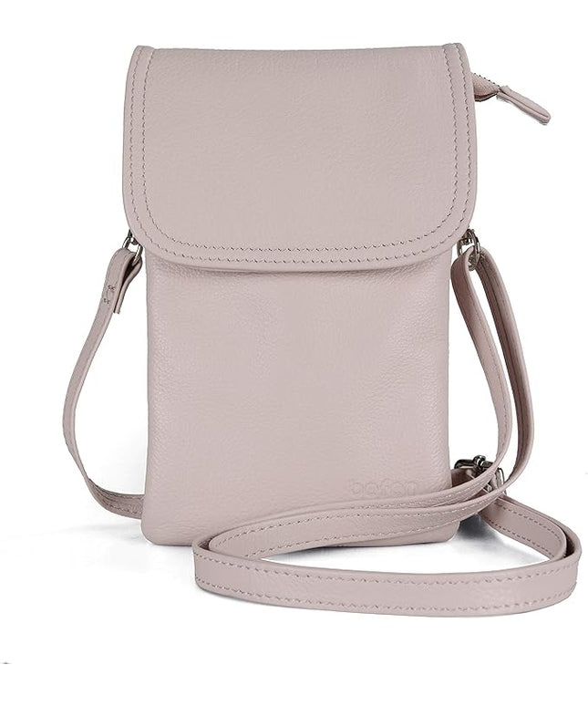 befen Genuine Leather Small Crossbody Bags for Women Cell Phone Bag Cross Body Purses,Silver Zipper