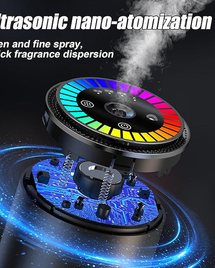 Smart Car Air Freshener, Car Air Freshener Diffuser with Starry Sky Projection and 50ml Perfume, Cars Scent Diffuser with RGB Music Syncing Light, 3 Mode Adjustable Auto On/Off Cars Diffuser, Cologne
