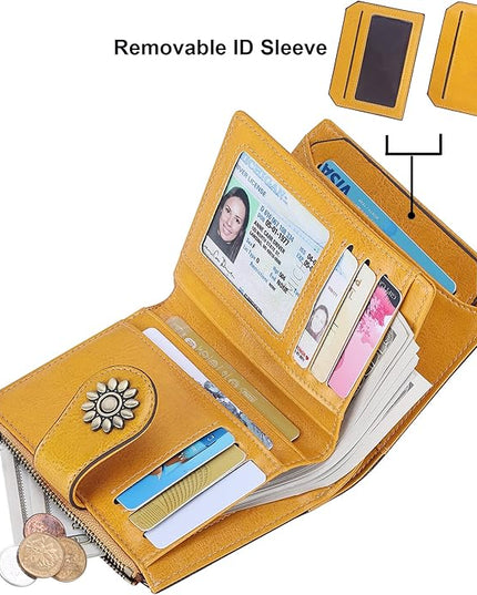Lavemi Womens Leather Wallet Small Compact RFID Blocking Credit Card Case Purse with Zipper Pocket | Small, Compact, RFID Blocking, Zipper Pocket, Small, Compact