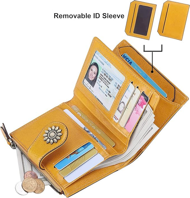 Lavemi Womens Leather Wallet Small Compact RFID Blocking Credit Card Case Purse with Zipper Pocket | Small, Compact, RFID Blocking, Zipper Pocket, Small, Compact