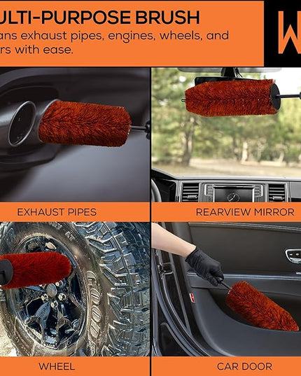 Suds Lab WB Premium Detailing Wheel Brush for All Vehicle Types – 17.7" Ultra-Soft and Scratch-Free Reusable Rim, Wheel, and Tire Brush for Deep Cleaning