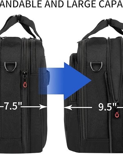 KROSER Laptop Bag 17.3 Inch Premium Laptop Briefcase, Expandable Water Repellent Laptop Shoulder Messenger Bag Durable Computer Case for Business/Travel/Men/Women (Black/Red)