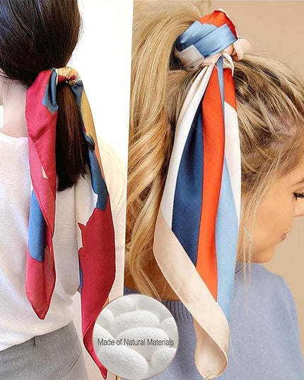 kcctoo 27.5" Mulberry Silk Feeling Head Scarf Women's Fashion Square Neck Satin Scarfs for Bag Hair Scarves Gift
