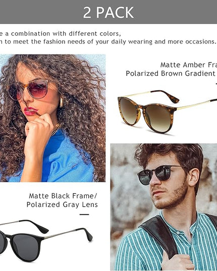 SUNGAIT Premium Vintage Round Sunglasses for Women Men Classic Retro Trendy Style