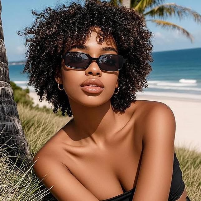 MASDUN Polarized Narrow Rectangle Sunglasses for Women Men Trendy Y2k Retro 90s Sun Glasses (3 Pack)
