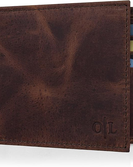 Oak Leathers Slim Leather Wallet for Men - RFID Blocking Slim Minimalist Front Pocket - Thin & Stylish with ID Window, Gift For Men (Mocha)
