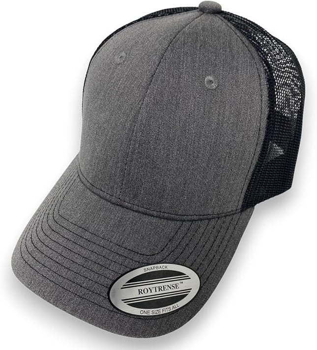 Classic Solid Dark Gray Mesh Trucker Hat - Adjustable Snapback Cap for Men & Women - Casual & Sporty Style