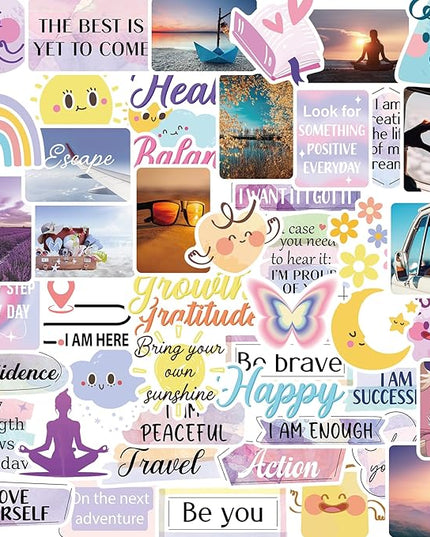 Vision Board Stickers for Women - 50Pcs Self Care Planner Stickers, Positive Affirmations Stickers for Journal, Healing Journey Vision Board Supplies Kit, Relaxation Themed