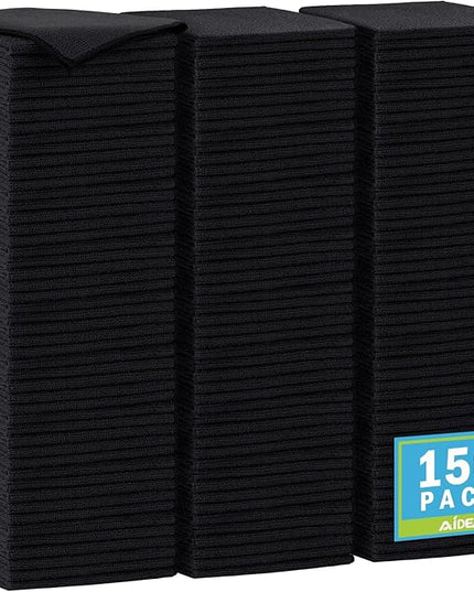AIDEA Microfiber Cleaning Cloth-150PK, Soft Microfiber Towels for Cars, Absorbent Cleaning Rags, Lint-Free Streak-Free Wash Cloths for House, Kitchen, Window(12in.x12in), Black