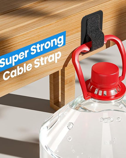 Cable Management Under Desk, 【Up to 15 Cord】【Enhanced Wire Holder】 Cord Organizer Holder, Adjustable Hook and Loop Cable Ties, Wire Clips Under Table Hider, 30 Pair(Black)