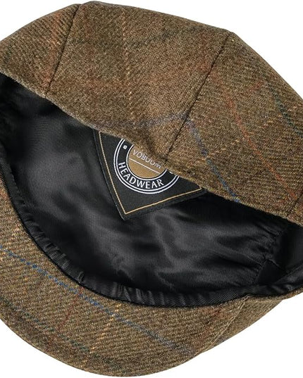 VOBOOM Men's Herringbone Flat Ivy Newsboy Hat Wool Blend Gatsby Cabbie Cap