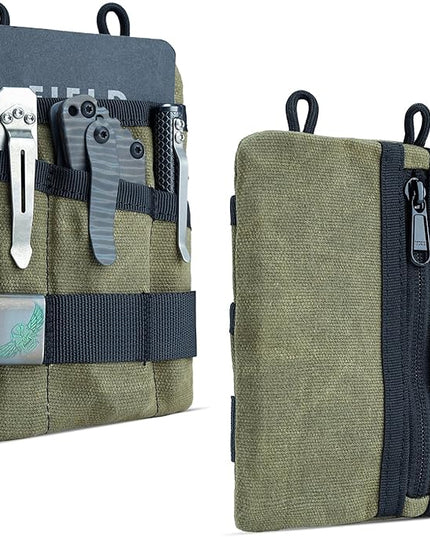 VIPERADE VE1-OW EDC Pouch, Waxed Canvas Pocket Organizer, EDC Pocket Organizer Pouch for Men, 3 Tool Slots with 1 Zipper Pocket Great for EDC Gears