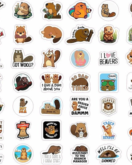 BulbaCraft Beaver Stickers for Water Bottle and Laptop - Nature Party Supplies & Decorations, Waterproof Vinyl Animal Decals, Cute Beaver Stickers Laptop Decals, Gifts for Women & Men