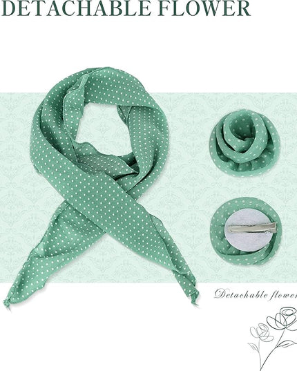 Chiffon Scarf for Women, Removable Flower Neck Scarf Light Soft Fashion Rose Scarves Versatile Headband or Hair Band
