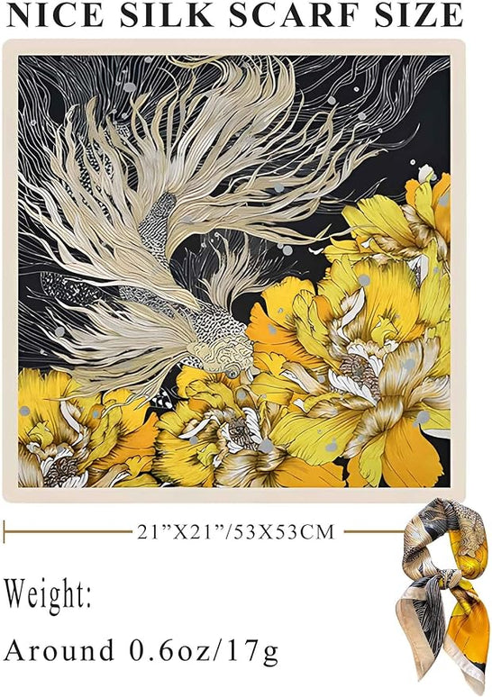 100% Mulberry Silk Scarf for Women Hair Lightweight Square Neckerchief Wrap For Head Scarves 21"