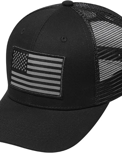AURR American Flag Trucker Hat, Patriotic Baseball Cap for Men & Women, Breathable Mesh Adjustable Snapback, USA Flag Patch