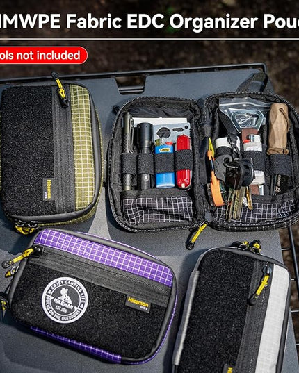 HIKEMAN EDC Pocket Organizer Pouch, Tactical Mini Small Multiple Compartments Tool Storage Bag for Men, Portable Nylon Molle Compatible Military Utility Pouch for Everyday Carry, Outdoor
