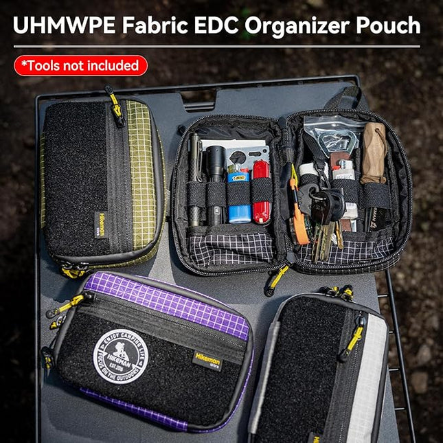 HIKEMAN EDC Pocket Organizer Pouch, Tactical Mini Small Multiple Compartments Tool Storage Bag for Men, Portable Nylon Molle Compatible Military Utility Pouch for Everyday Carry, Outdoor