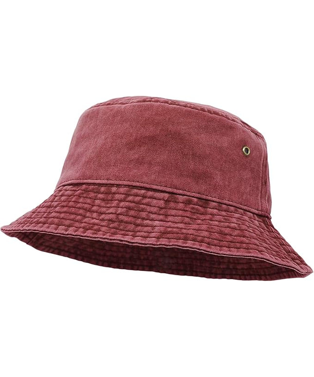 Bucket Hat, Wide Brim Washed Denim Cotton Outdoor Sun Hat Flat Top Cap for Fishing Hiking Beach Sports