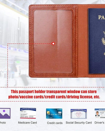 TIGARI Passport Holder for Travel Women Men, Valentines Day Gifts PU Leather Wallet Cover Case Sleeve, Waterproof Protected Document Organizer, Vacation Plane Cruise Travel Essentials