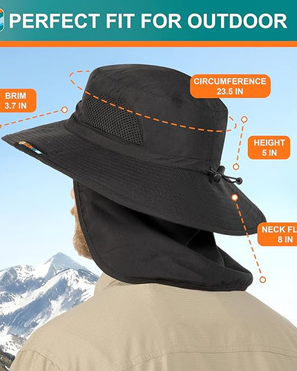 SUN CUBE Wide Brim Sun Hat Men Women, Fishing Hats Sun UV Protection, Mens Hiking Bucket Hat Safari Beach Boonie, UPF 50+