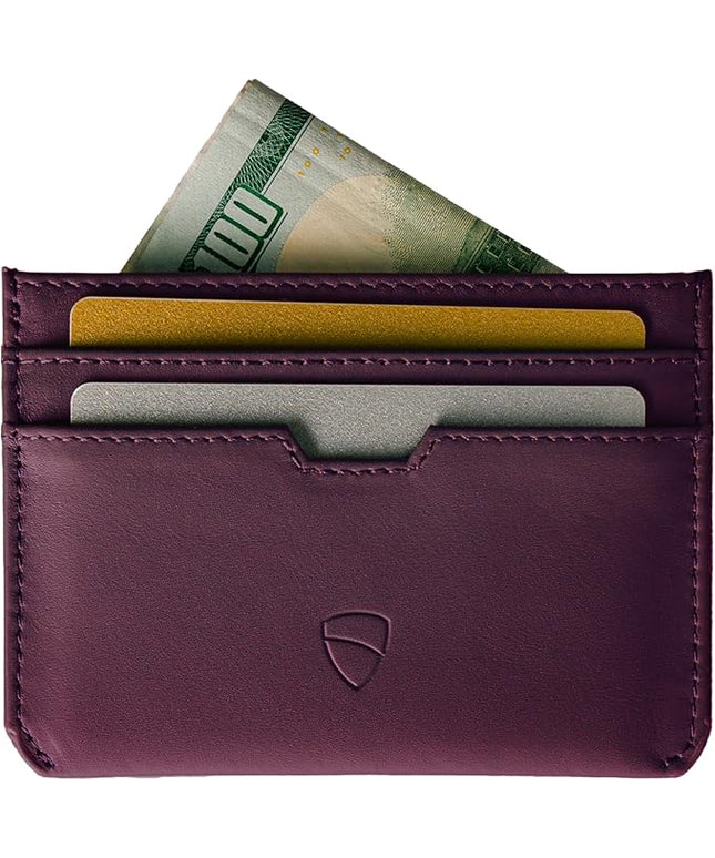 Vaultskin MOORGATE Slim Card Holder - Minimalist Leather Wallet, RFID Blocking Sleeve, Fits Front Pocket, for Men and Women