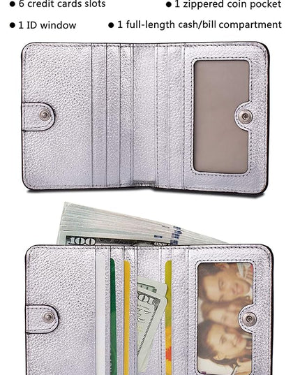 AINIMOER Small Leather Wallet for Women, Ladies Credit Card Holder RFID Blocking Women's Mini Bifold Pocket Purse