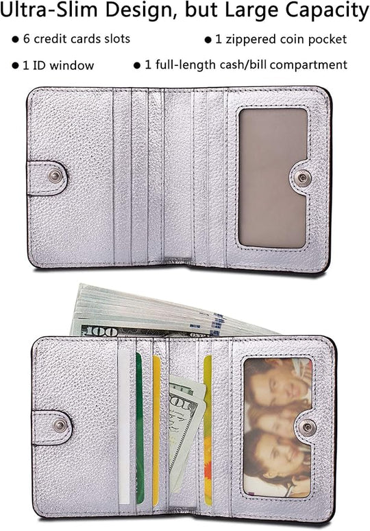 AINIMOER Small Leather Wallet for Women, Ladies Credit Card Holder RFID Blocking Women's Mini Bifold Pocket Purse
