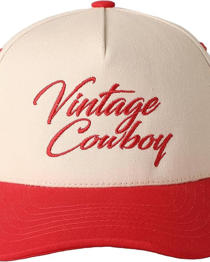 MIRMARU Two-Tone Vintage Canvas Trucker Hats for Men & Women, Adjustable Size Baseball Caps with Trendy Embroidered Design