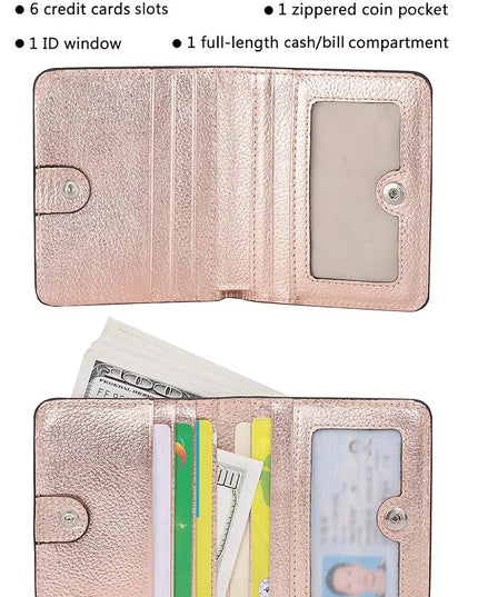 AINIMOER Small Leather Wallet for Women, Ladies Credit Card Holder RFID Blocking Women's Mini Bifold Pocket Purse