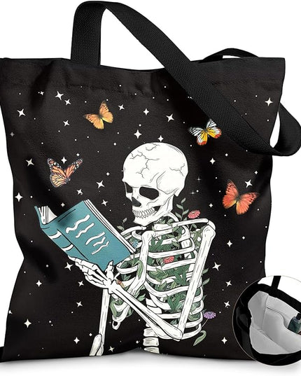 Canvas Tote Bag with Pockets - Aesthetic Reusable Totes for Women Ladies Cute Printed Cloths Canvas Shoulder Bag
