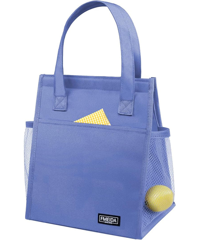 Fmeida Insulated Lunch Bag Women, 6.75L Small Lunch Bags with Multiple Pockets, Reusable Thermal Cooler Tote for Work, Office, Picnic, Travel | Hook and Loop Closure, Purple