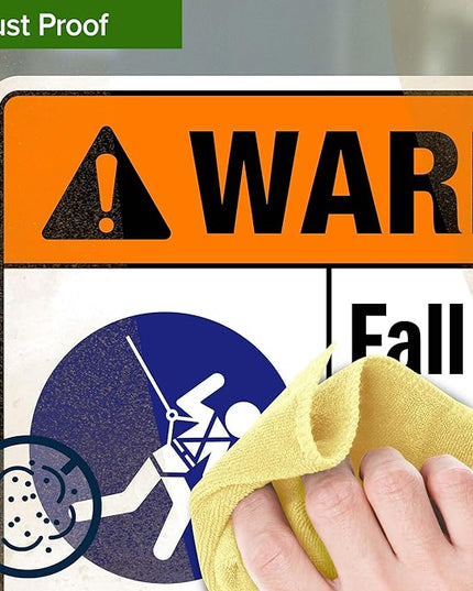 Warning Fall Hazard Appropriate Fall Protection Equipment Sign, 10x7 Inches, 4 Mil Vinyl Decal Stickers Weather Resistant, Made in USA by My Sign Center
